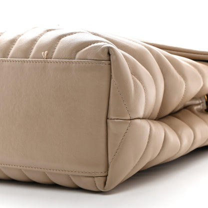Saint Laurent Calfskin Y Quilted Monogram Medium Loulou Chain Satchel Dark Beige 11 of 13
