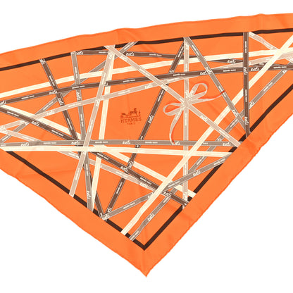 Hermes Silk Pointu Triangle Bolduc Scarf Orange 2 of 3