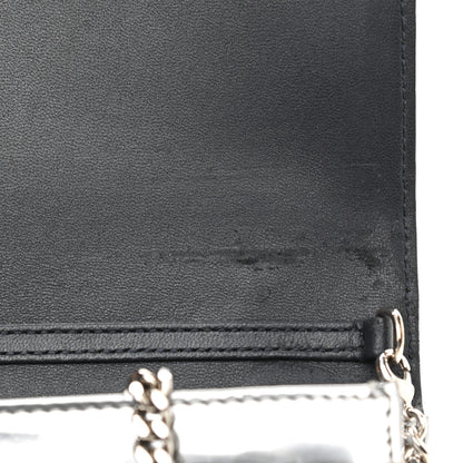 Christian Dior Metallic Patent Micro-Cannage Diorama Wallet on Chain Pouch Silver 12 of 12