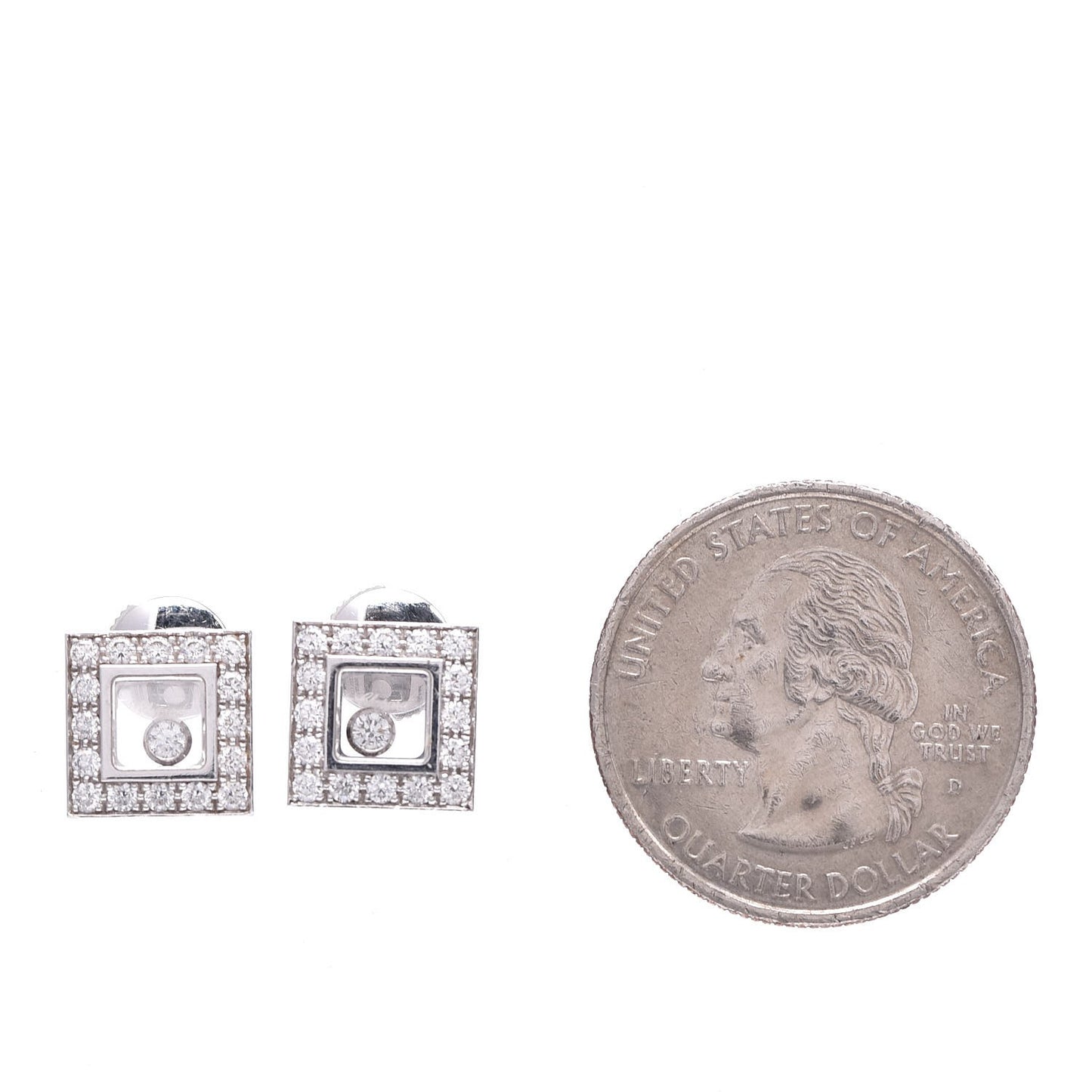 18K White Gold Happy Diamonds Square Earrings