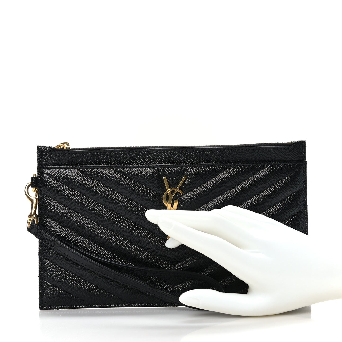 Grain De Poudre Chevron Monogram Large Bill Pouch Black