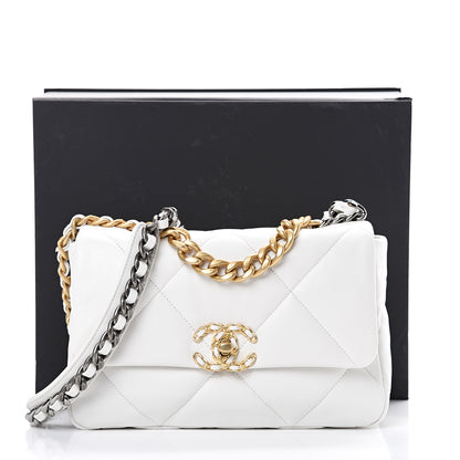 Chanel Goatskin Quilted Medium 19 Flap White 10 of 10