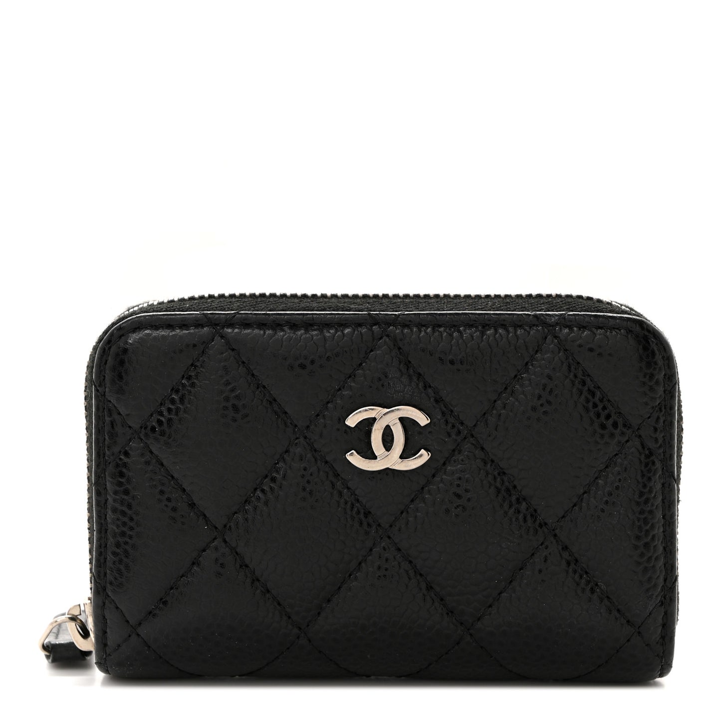 Caviar Quilted Zip Coin Purse Black