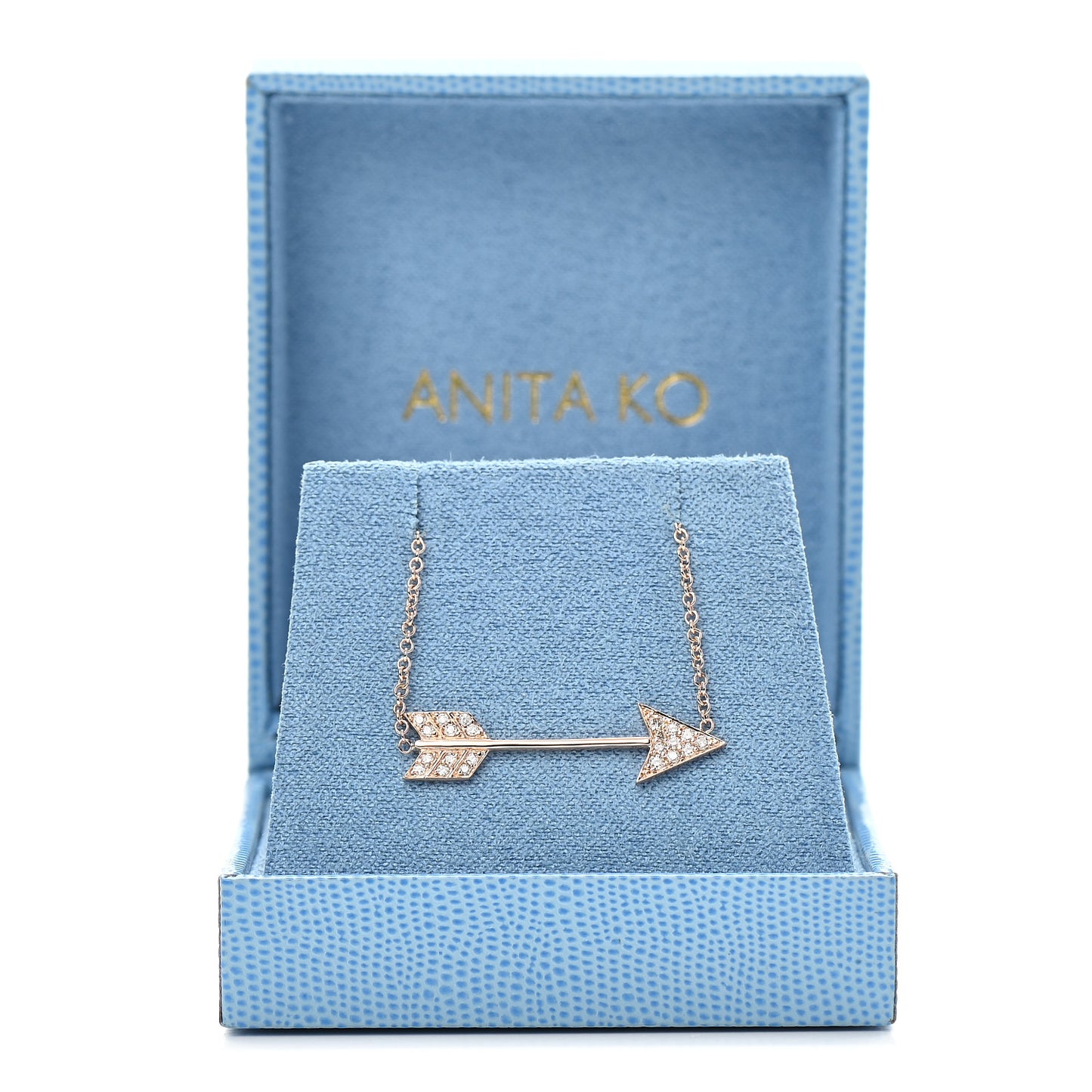 18K Rose Gold Diamond Arrow Necklace