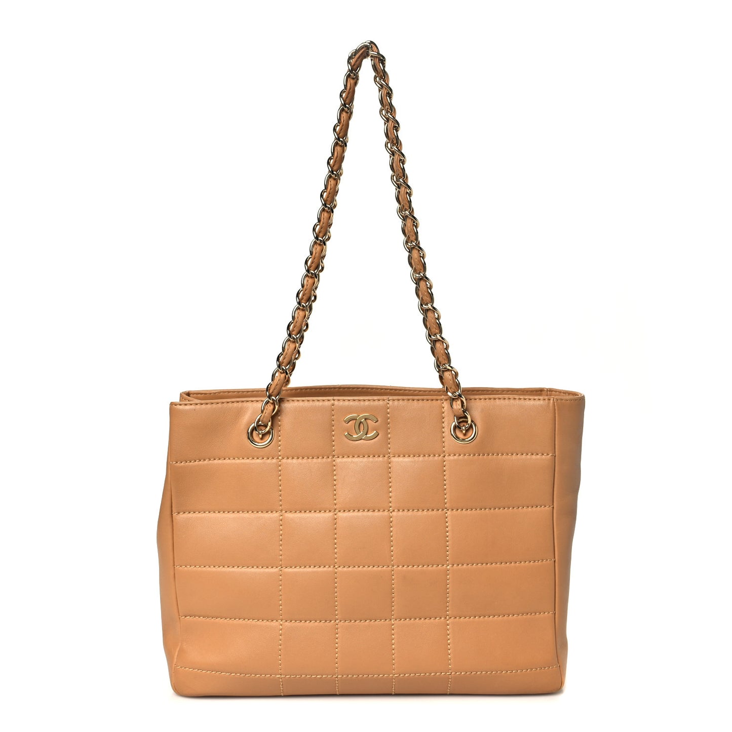 Lambskin Square Quilted Tote Beige