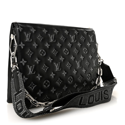 Louis Vuitton Lambskin Embossed Monogram Coussin MM Black Gray 3 of 11