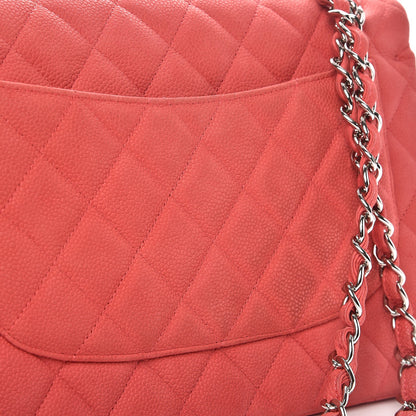 Chanel Iridescent Caviar Quilted Jumbo Double Flap Coral 9 of 17