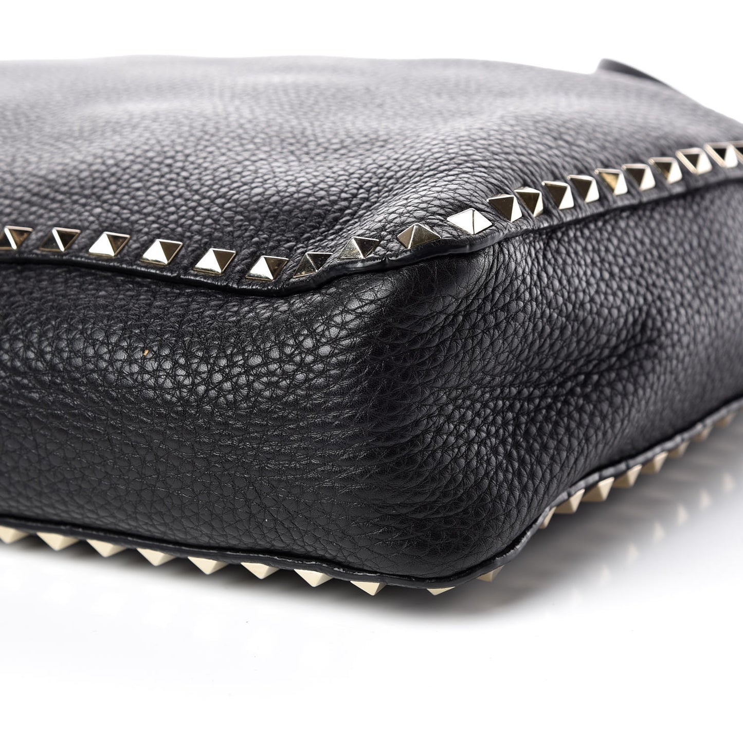 Pebbled Calfskin Large Rockstud Flip-Lock Messenger Bag Black