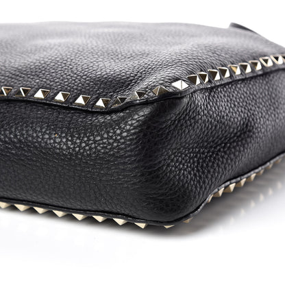 Valentino Garavani Pebbled Calfskin Large Rockstud Flip-Lock Messenger Bag Black 6 of 9