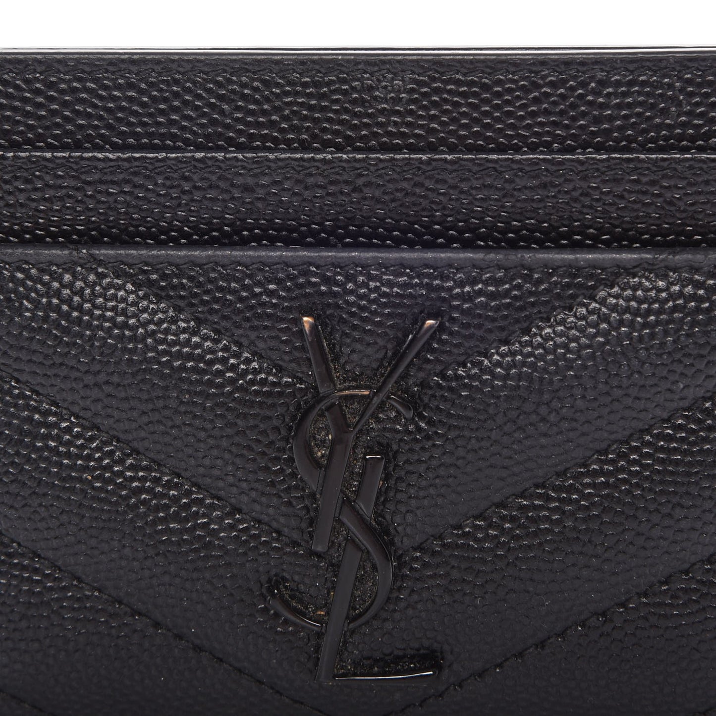 Grain De Poudre Matelasse Chevron Monogram Credit Card Case Black