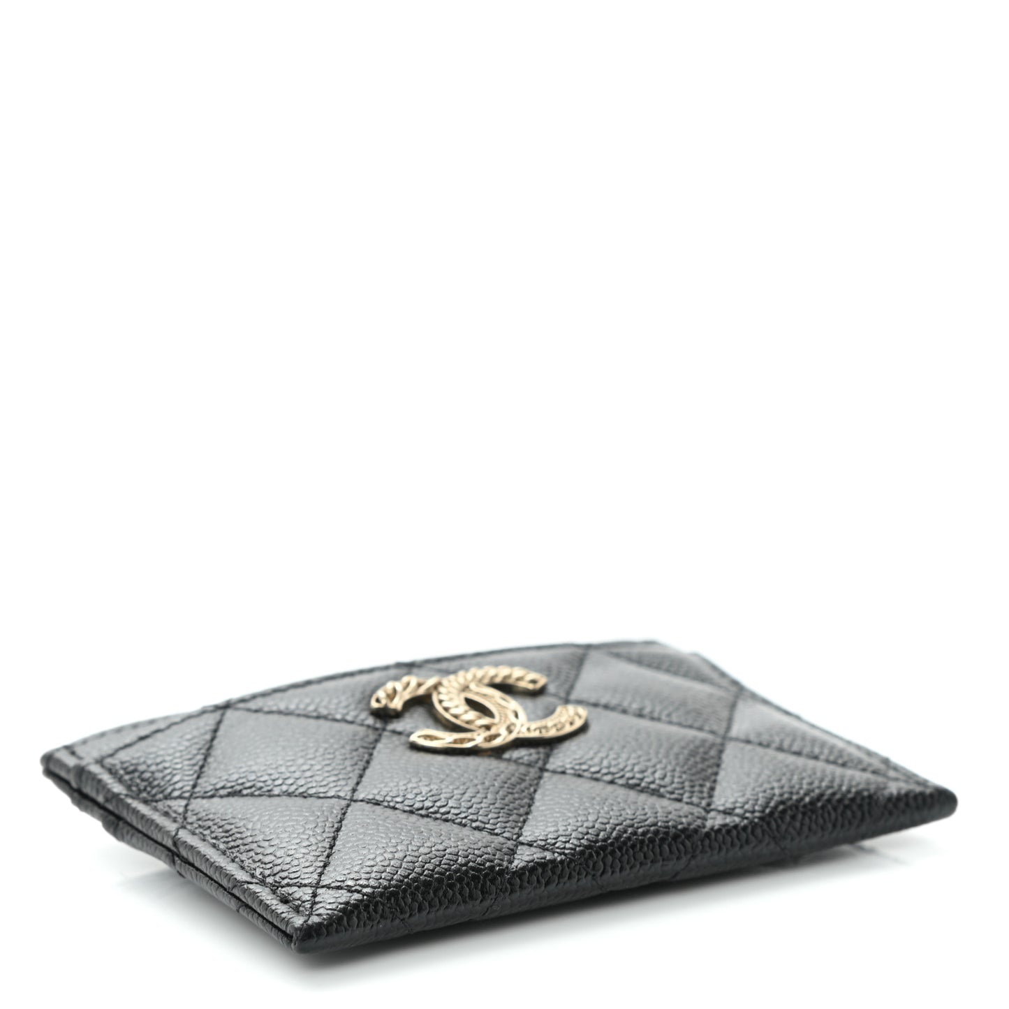 Caviar Quilted Multi Chain CC Card Holder Black