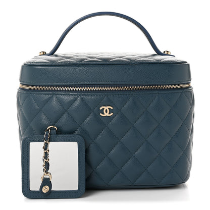 Chanel Caviar Quilted Large Vanity Pouch Blue 3 of 12