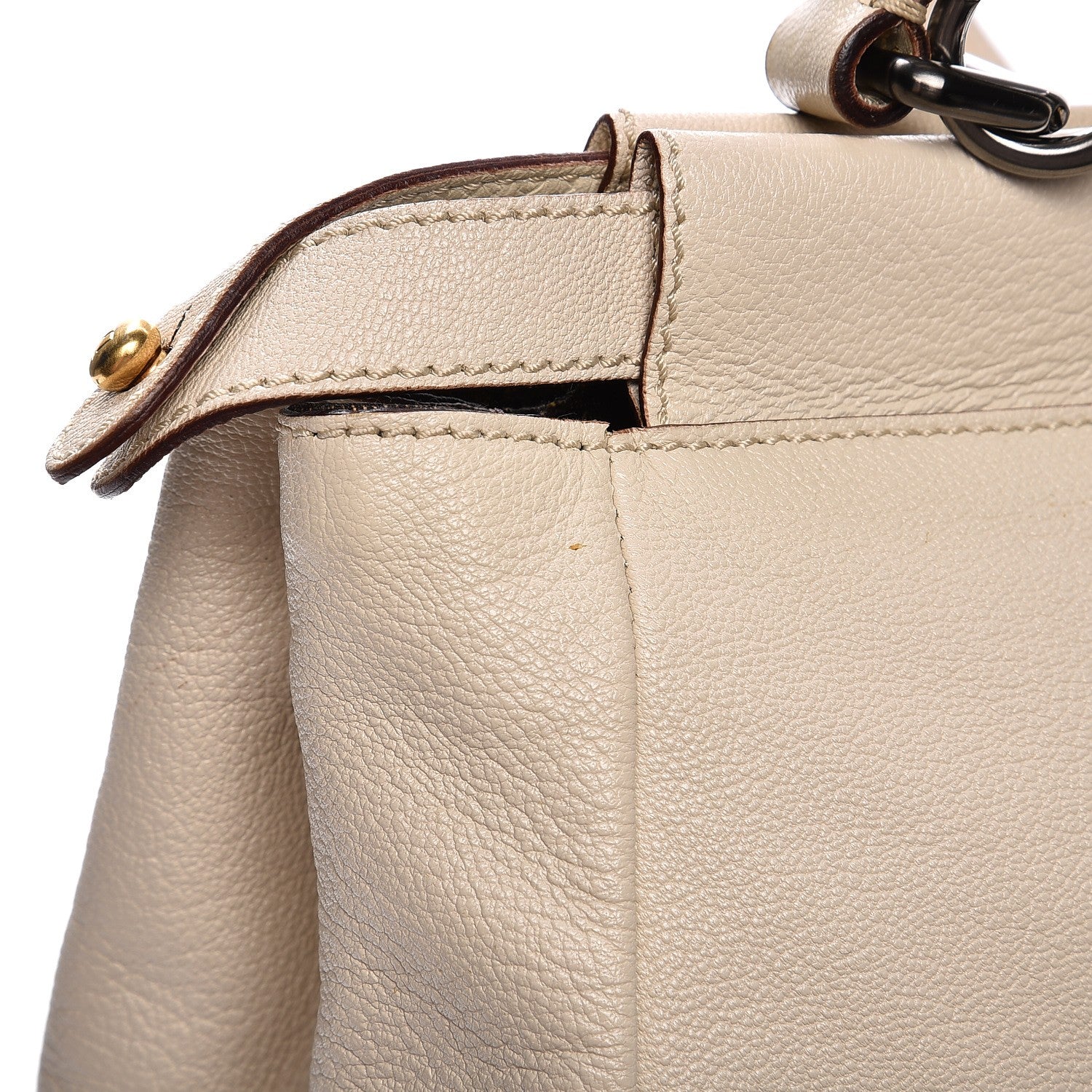 Fendi Goatskin Zucca Large Peekaboo Iconic Satchel Latte Tobacco Moro 17 of 24