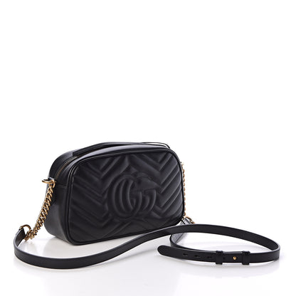 Gucci Calfskin Matelasse Small GG Marmont Chain Shoulder Bag Black 3 of 11