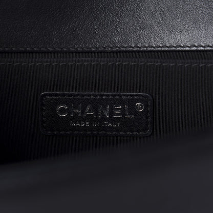 Chanel Calfskin Pleated Medium Boy In Rome Flap Black White 9 of 12