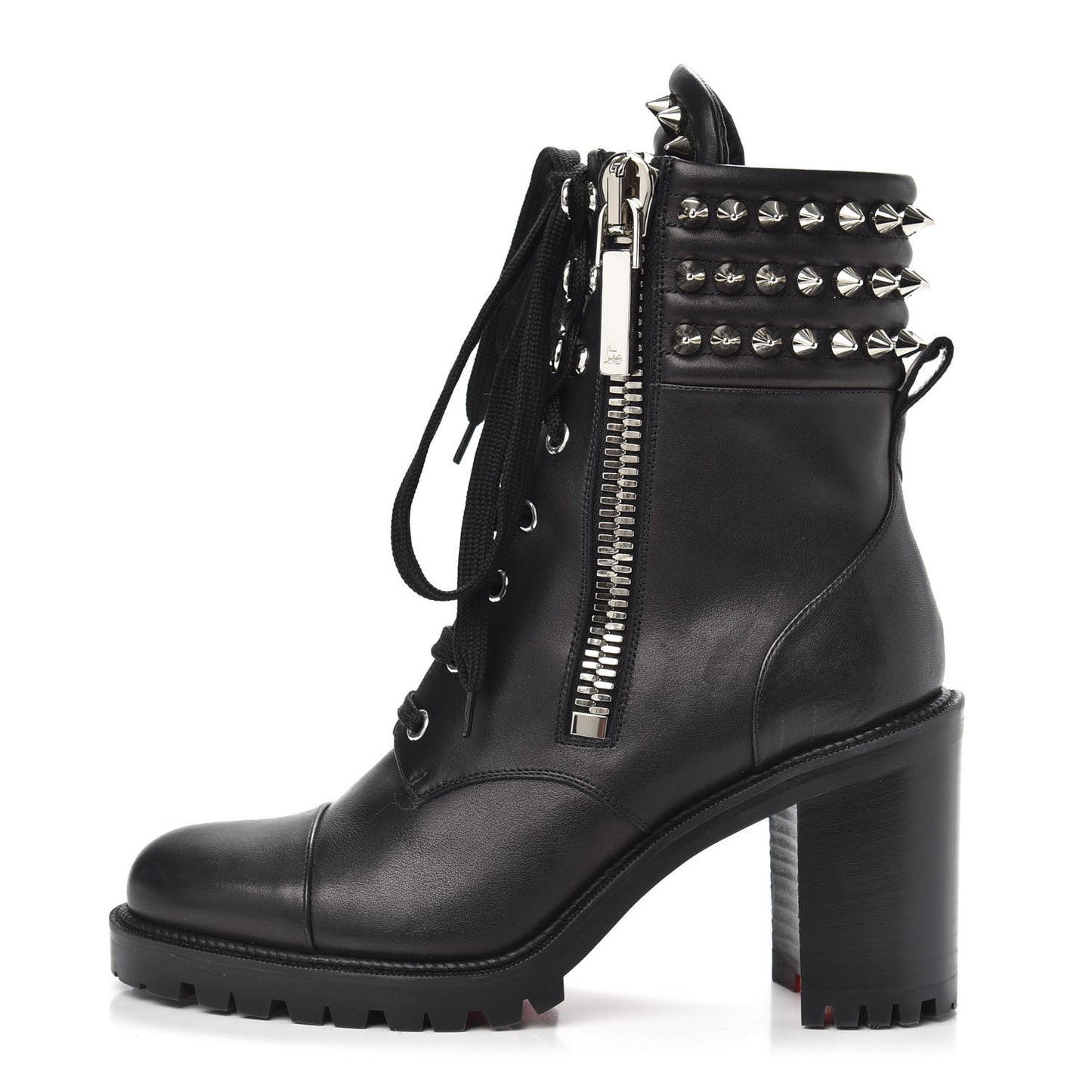 Calfskin Winter Spikes 70 Combat Boots 38 Black