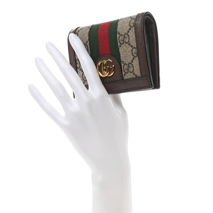 Gucci GG Supreme Monogram Web Ophidia Card Case Beige New Acero 2 of 8