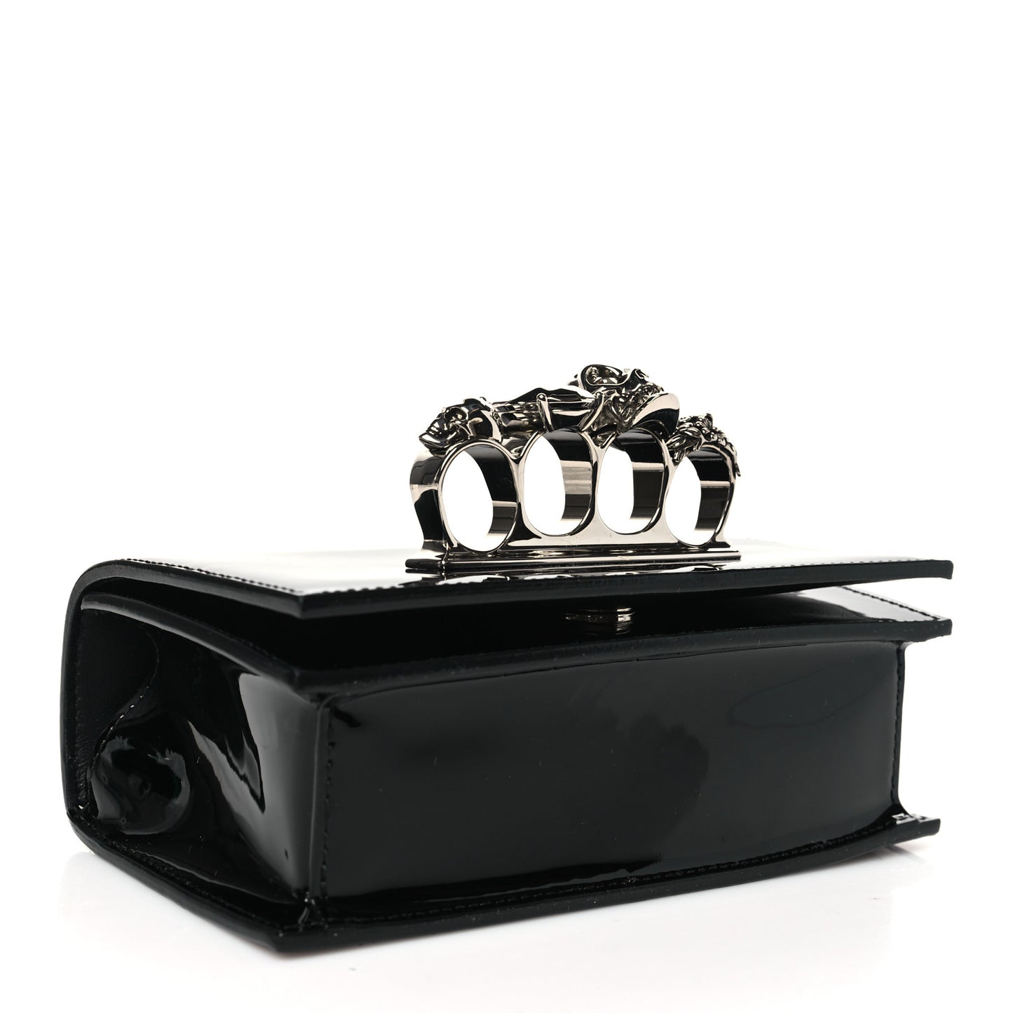 Patent Jeweled Satchel Black