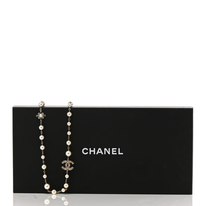 Chanel Graduated Pearl Crystal CC Necklace Gold 7 of 8