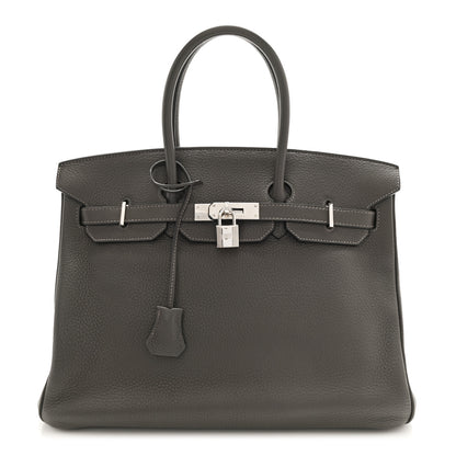 Hermes Taurillon Clemence Birkin 35 Etain 1 of 11