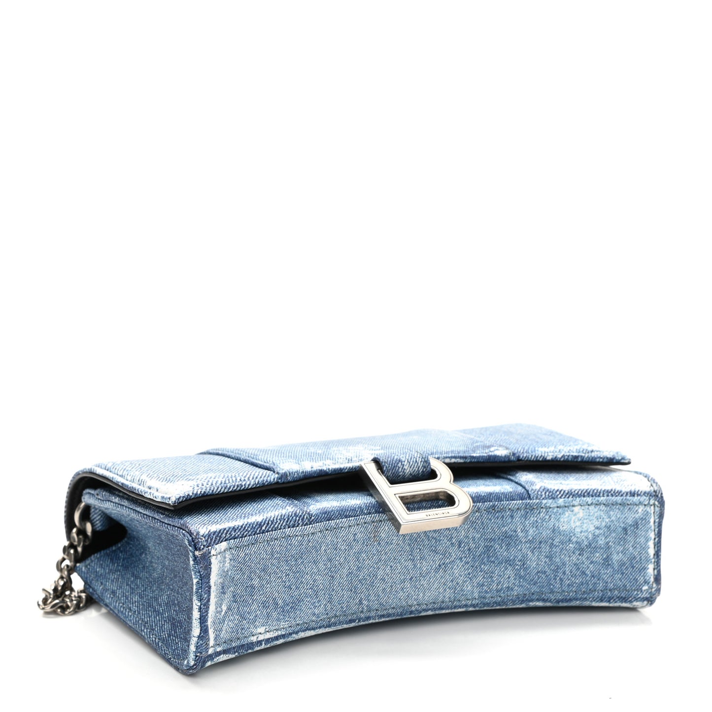 Nappa Denim Printed Hourglass Chain Bag Denim Blue