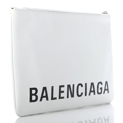 Balenciaga Signature Grained Calfskin Large Ville Zip Pouch White 3 of 8