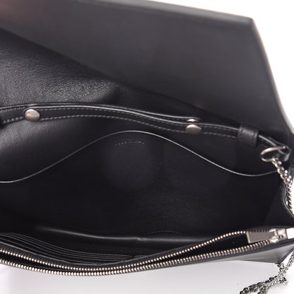 Celine Smooth Lambskin Frame Evening Chain Clutch Black White 4 of 7