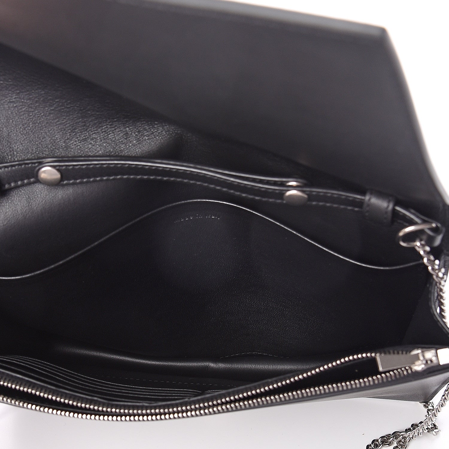 Celine Smooth Lambskin Frame Evening Chain Clutch Black White 4 of 7