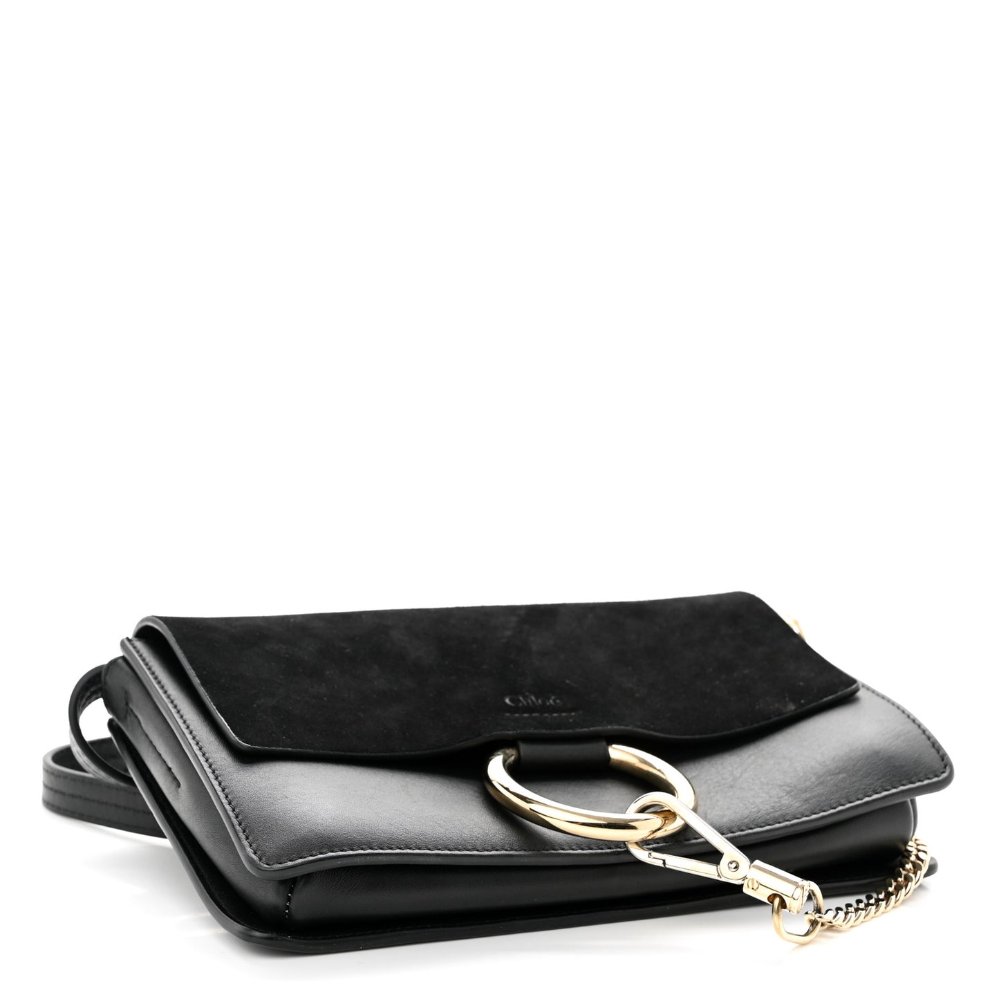 Suede Calfskin Small Faye Shoulder Bag Black