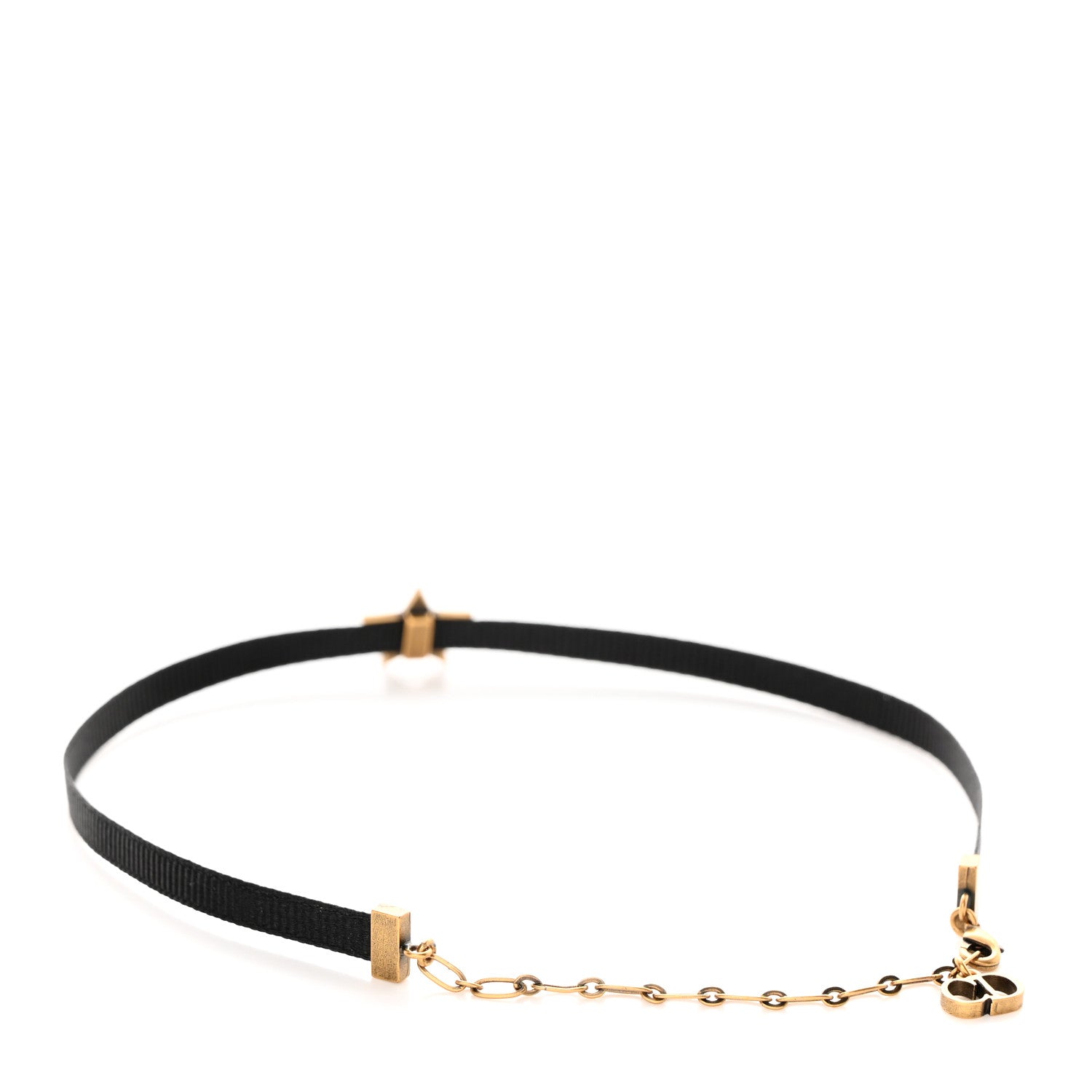 Christian Dior Grosgrain Ribbon Star Choker Necklace Black 3 of 4