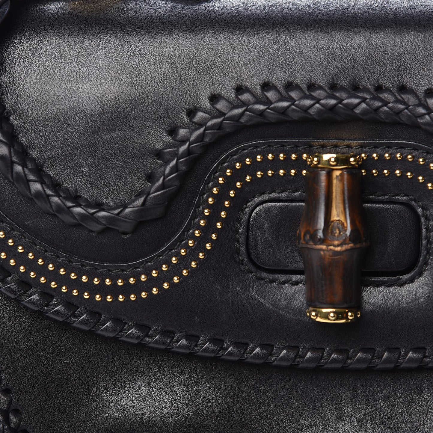 Calfskin New Bamboo Large Top Handle Bag Black