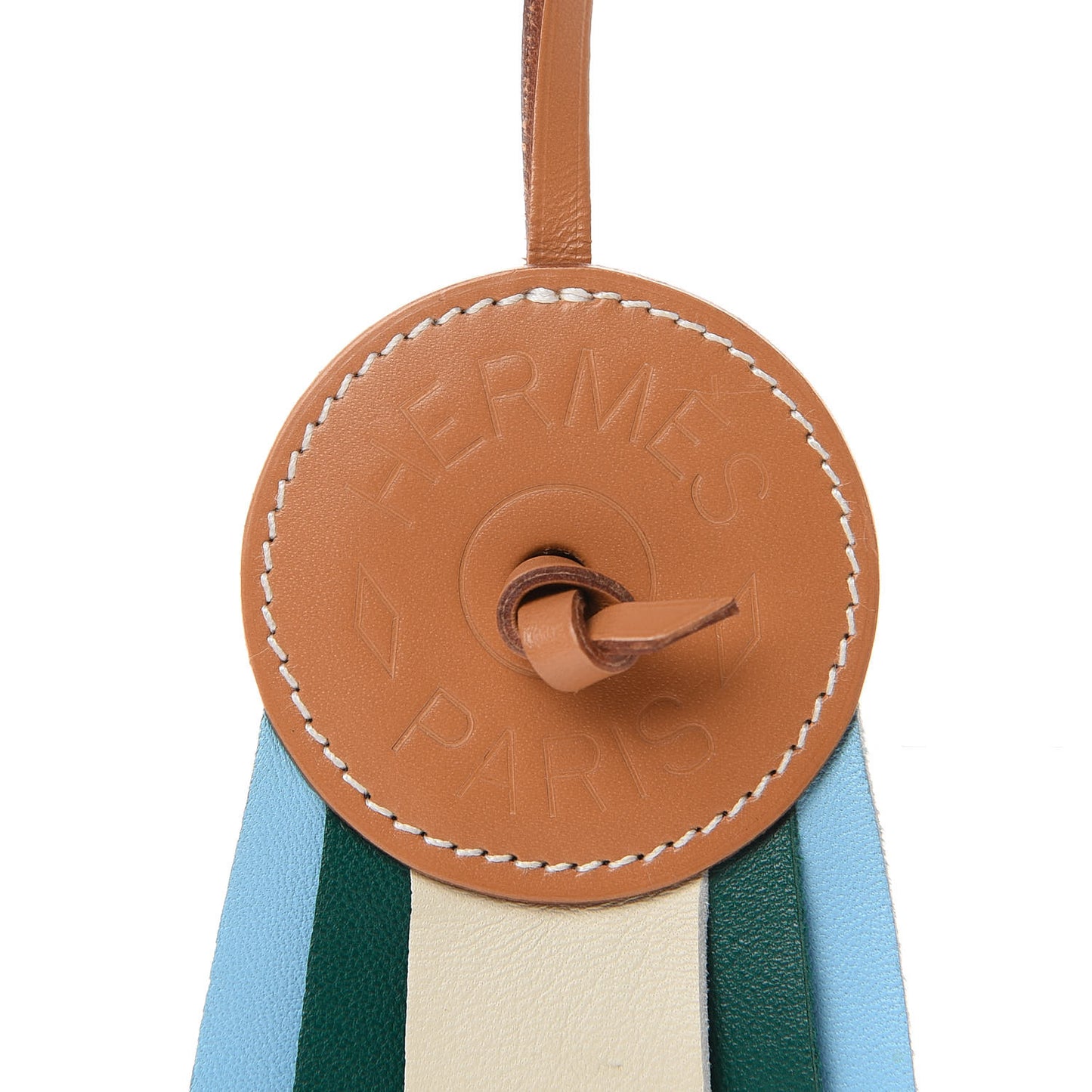 Vache Hunter Milo Lambskin Paddock Flot Bag Charm Natural Sable Craie Malachite Celeste
