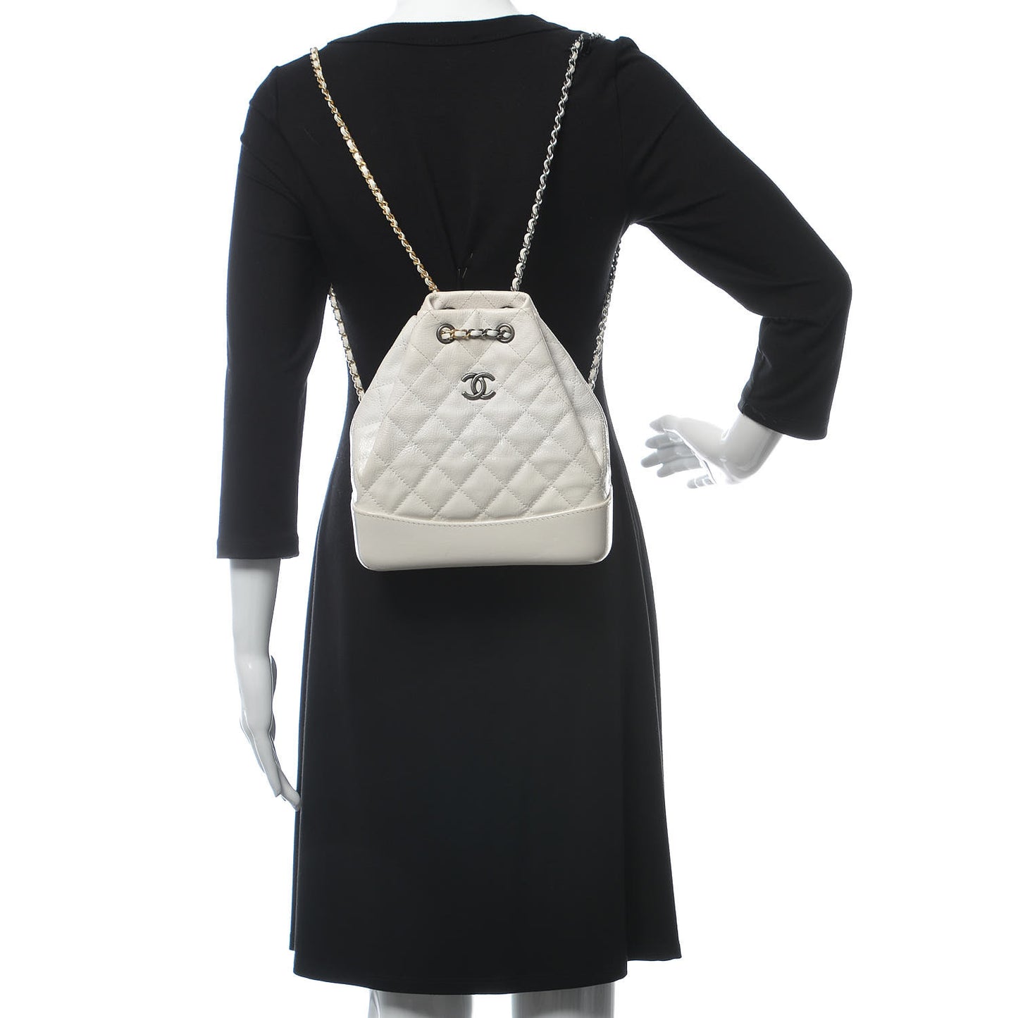 Patent Goatskin Quilted Small Gabrielle Backpack White