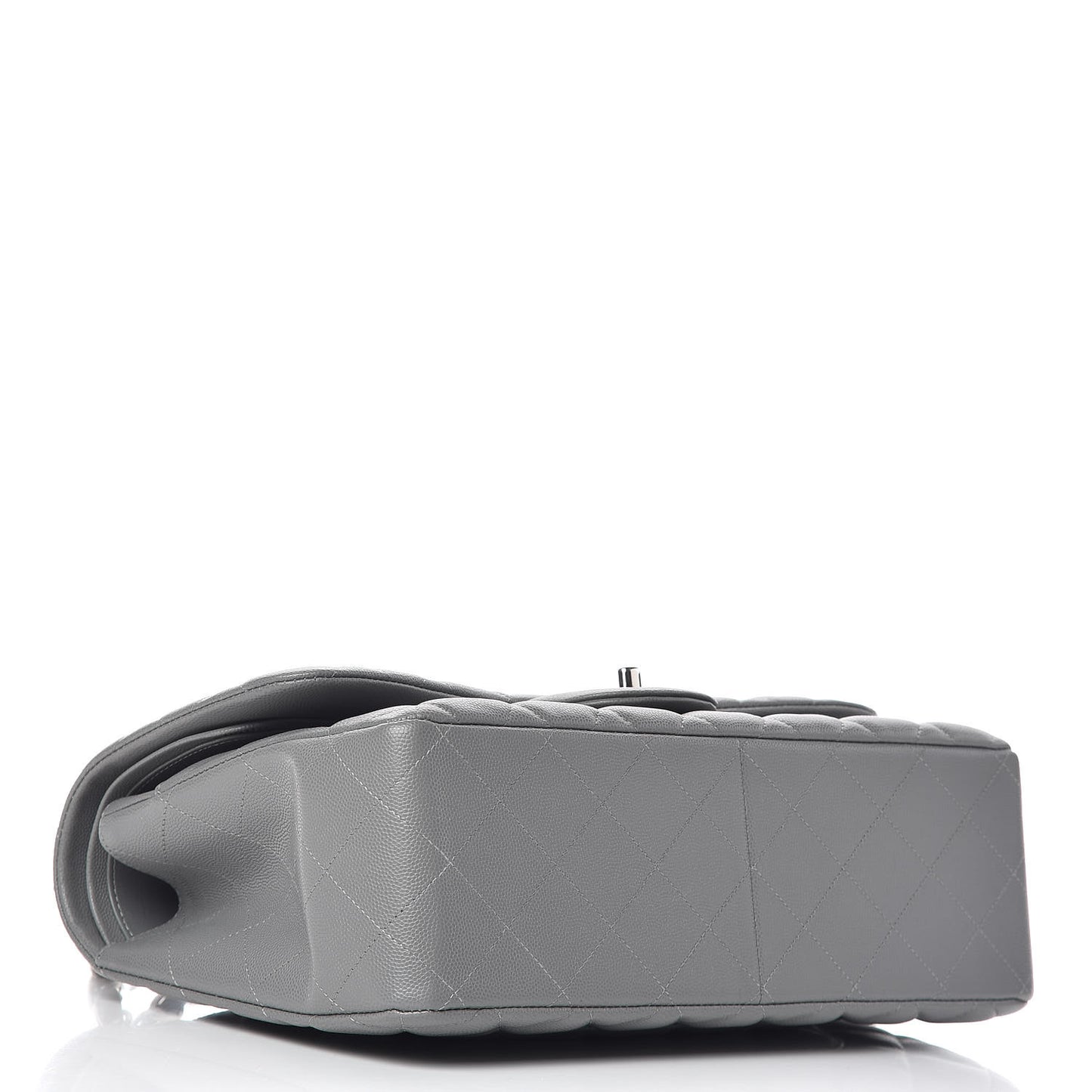 Caviar Quilted Jumbo Double Flap Grey