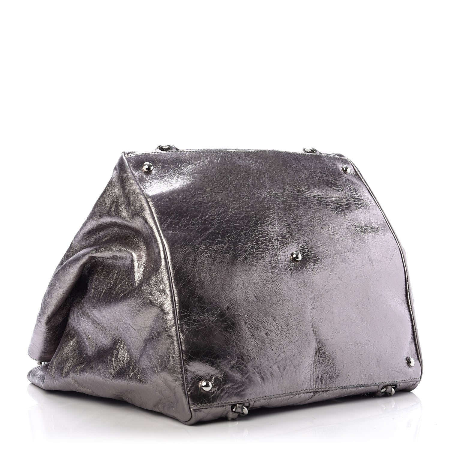 Chanel Metallic Cracked Calfskin Modern Chain Tote Dark Silver 4 of 10