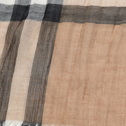 Burberry Linen Giant Check Lightweight Scarf Camel 3 of 5