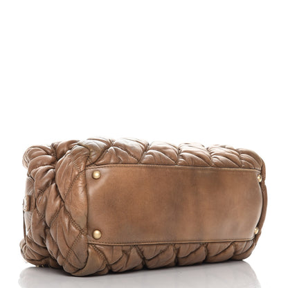 Chanel Lambskin Bubble Quilt Bowler Dark Beige 4 of 14