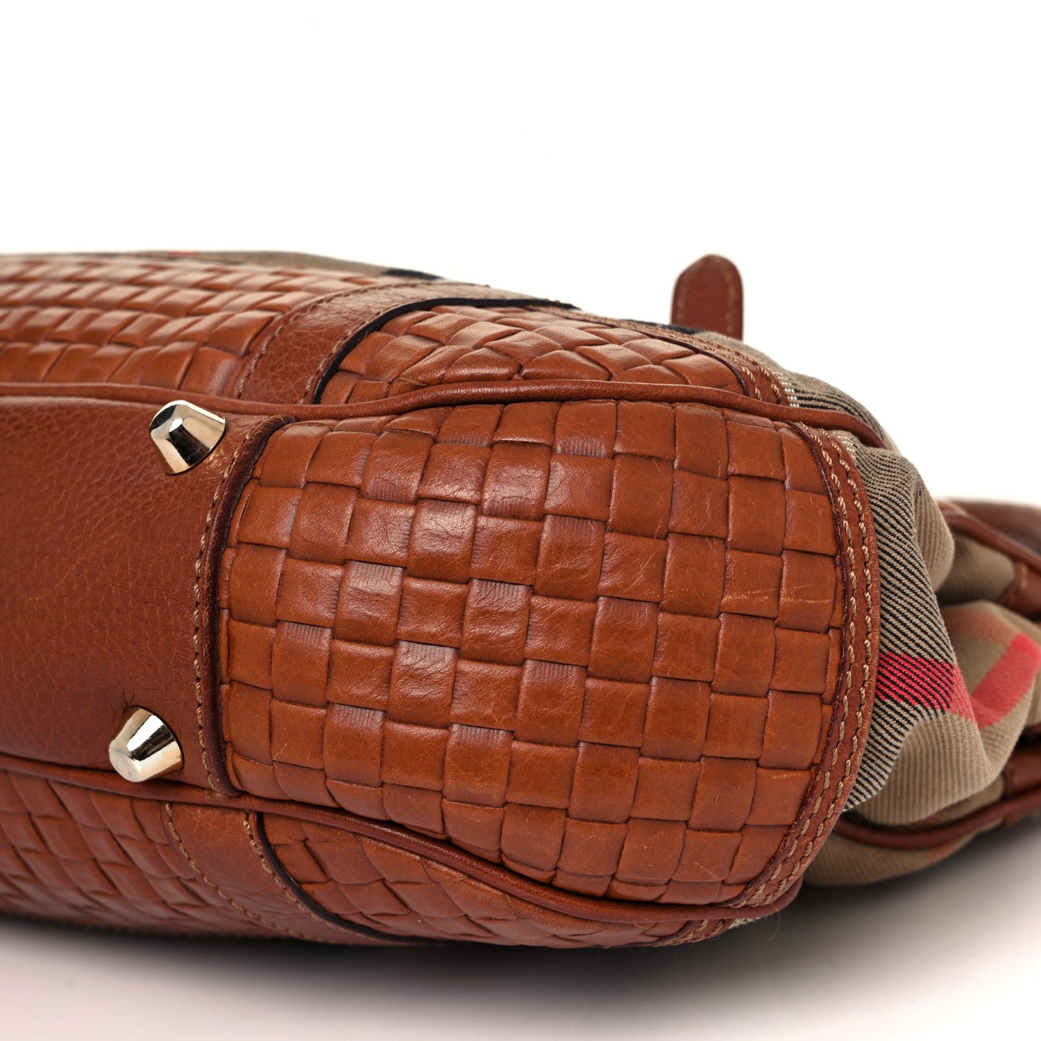 Burberry Canvas House Check Woven Tote Dark Tan 10 of 10
