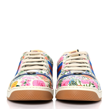 Gucci X KEN SCOTT Calfskin Floral Mens Screener Sneakers 8 Ivory Pink Mystic White 2 of 8