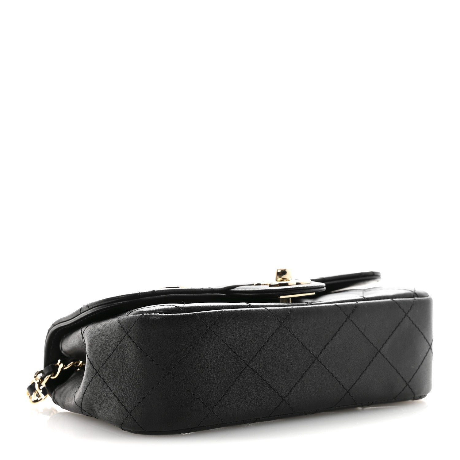 Chanel Lambskin Quilted Extra Mini V For Victory Flap Black