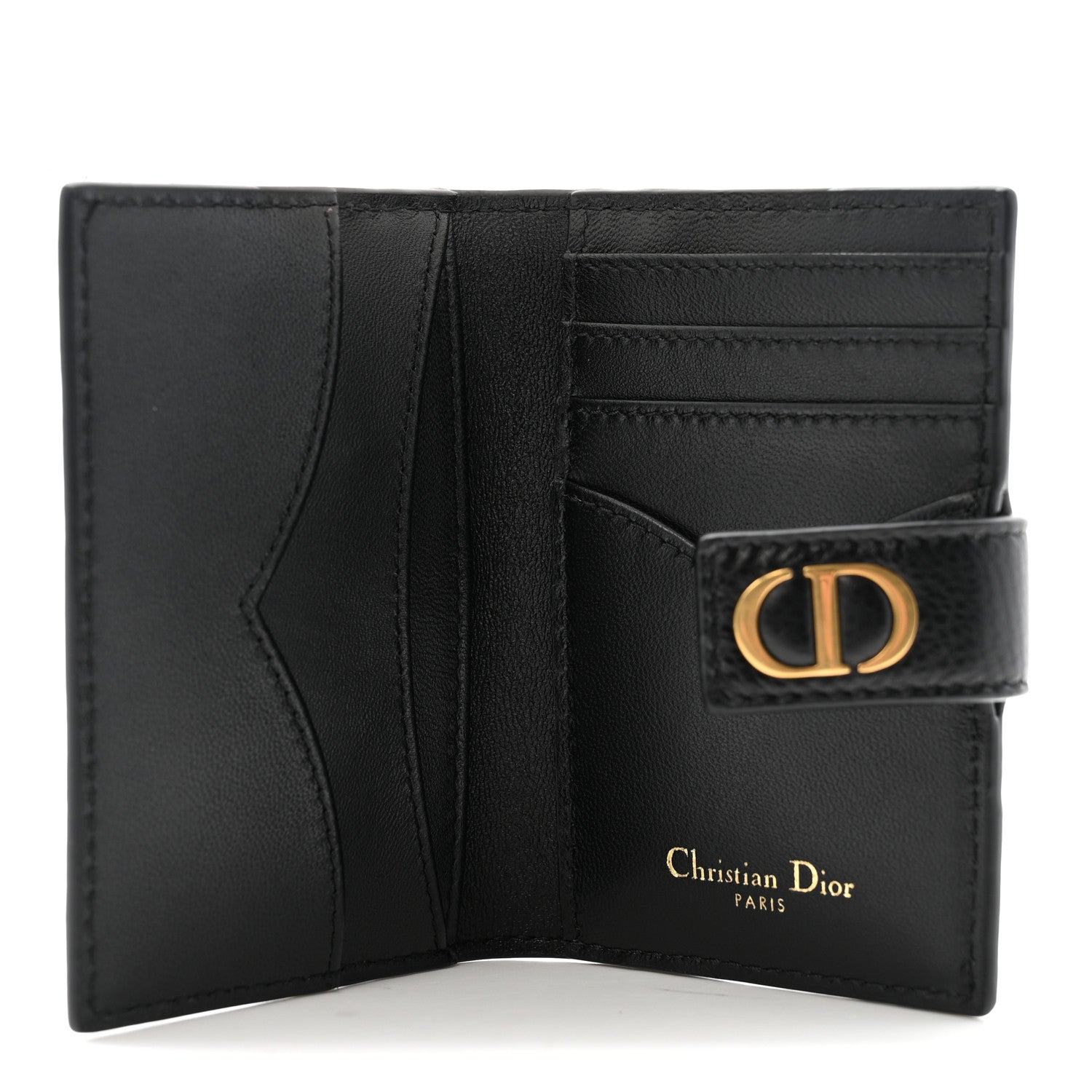 Christian Dior Supple Calfskin Cannage Caro Dandelion Card Holder Black 5 of 7