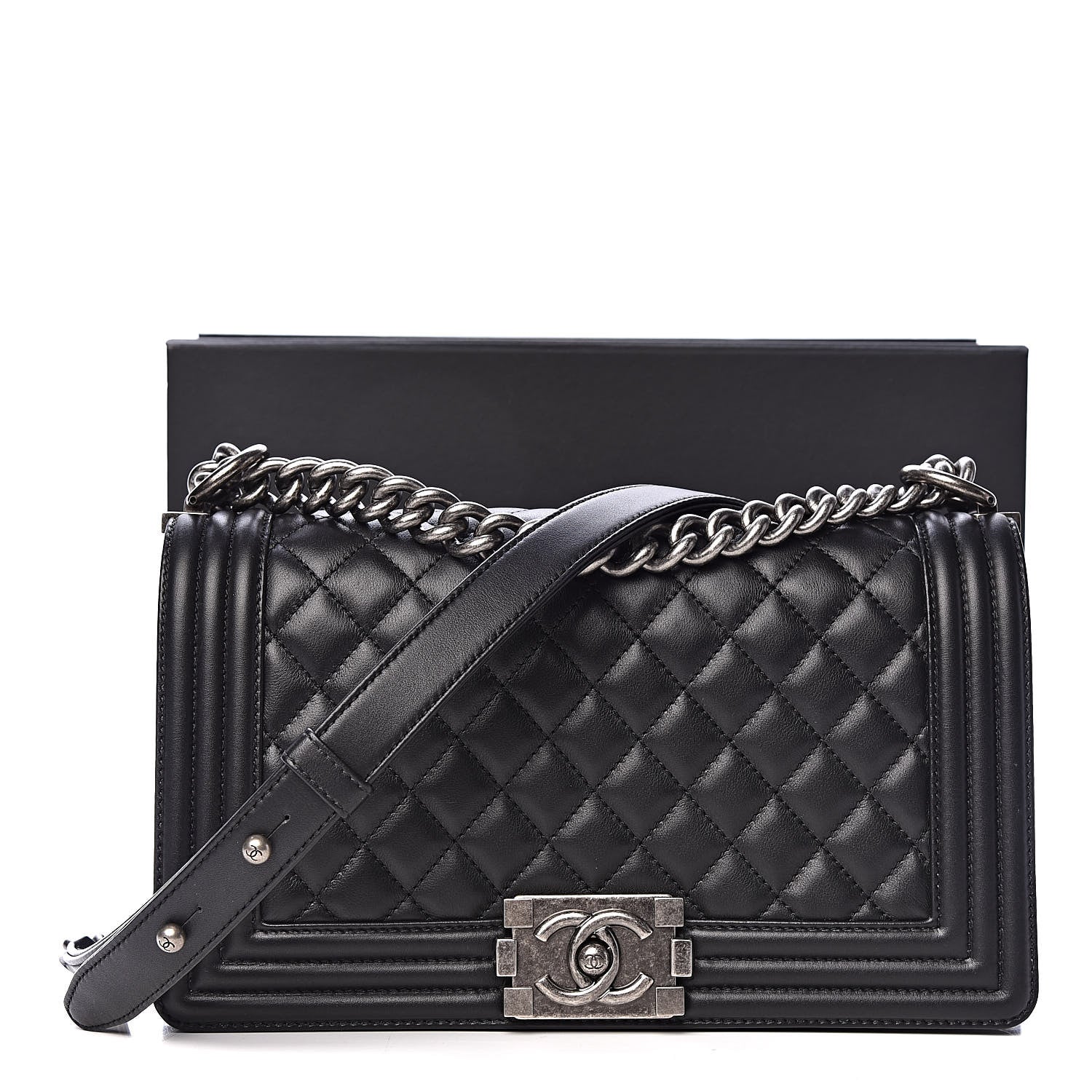 Chanel Calfskin Quilted Medium Boy Flap Black 11 of 11