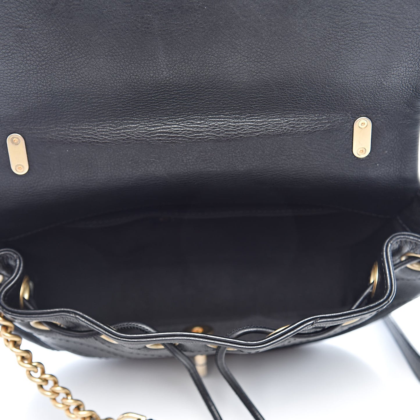 Calfskin Chevron Stitched Flap Black