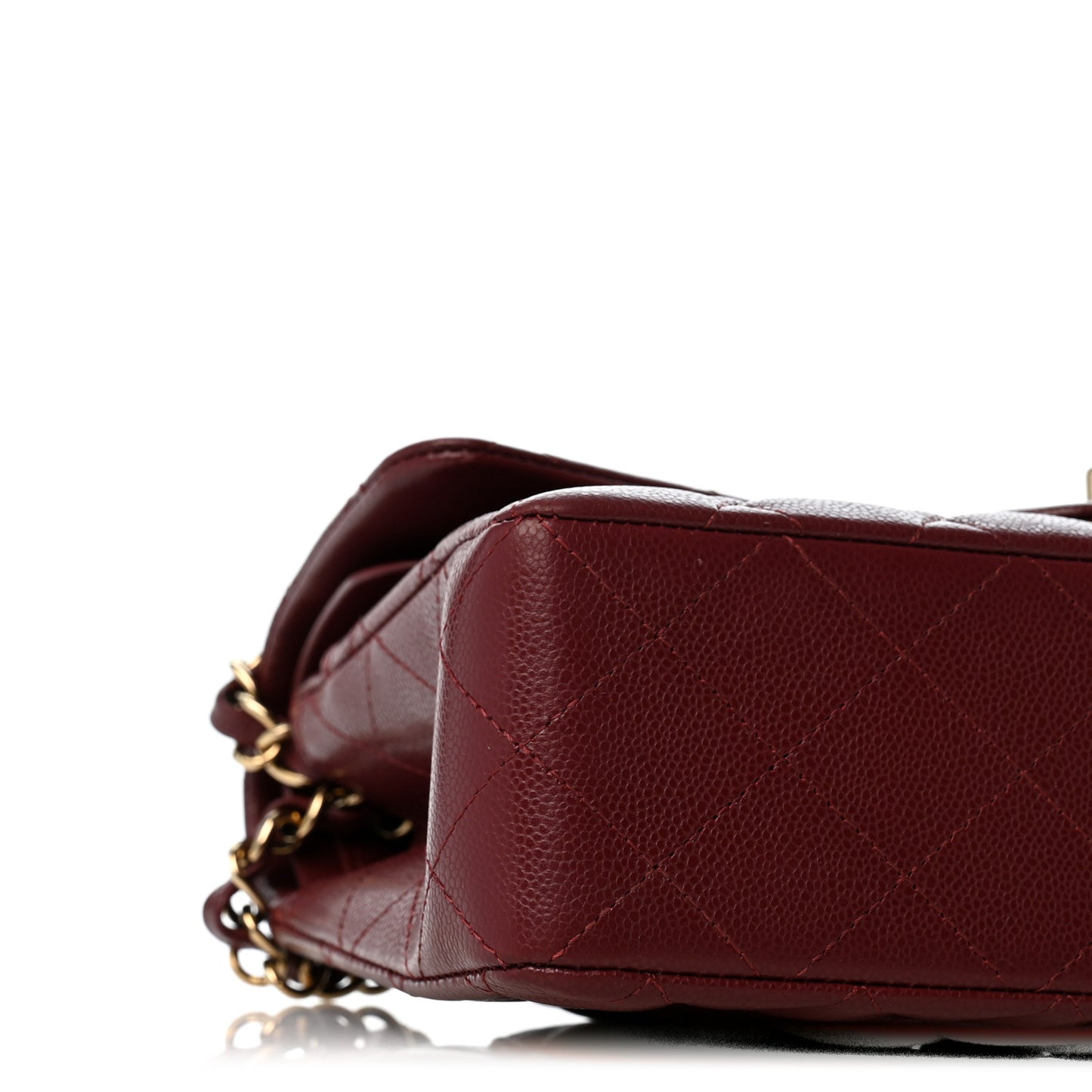 Caviar Quilted Small Double Flap Burgundy