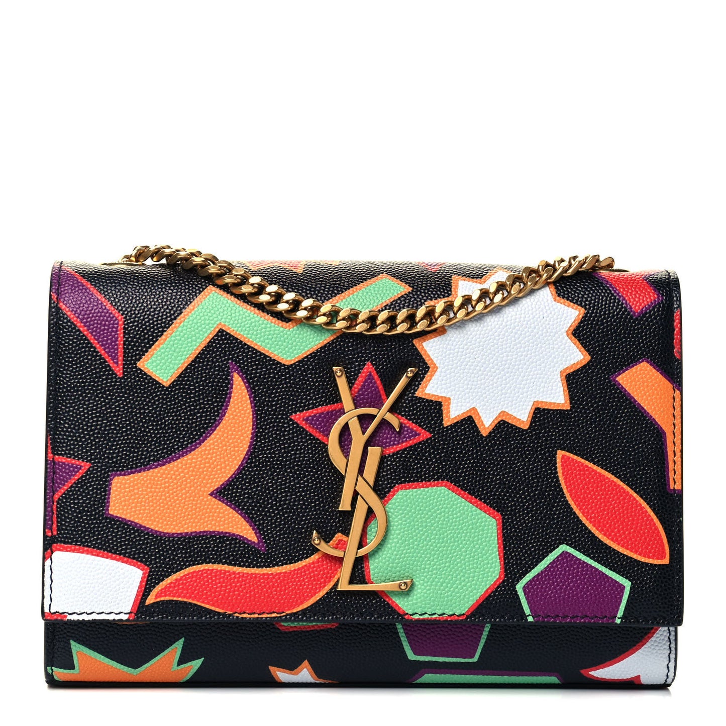 Grain De Poudre Small Monogram Shapes Print Kate Satchel Black