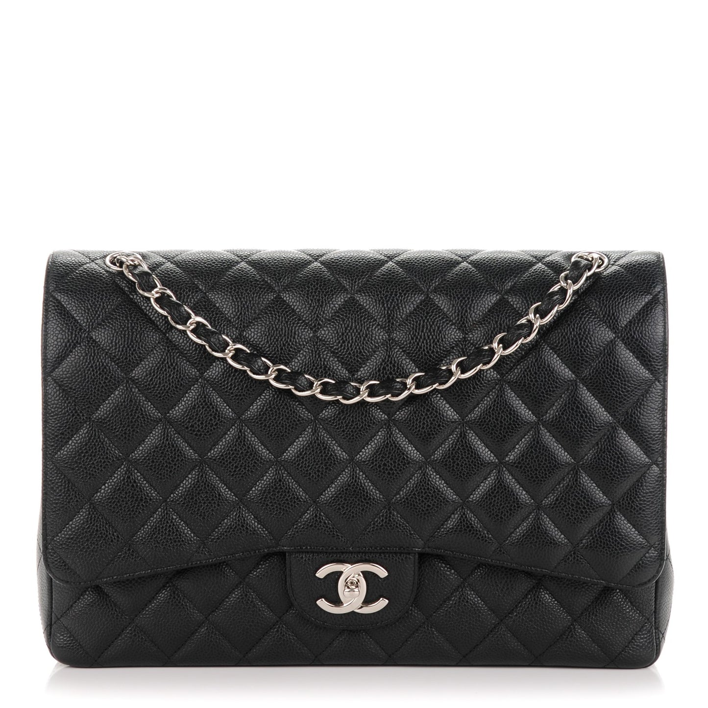 Caviar Quilted Maxi Double Flap Black