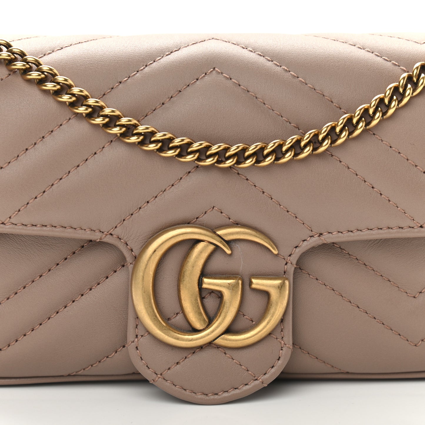 Calfskin Matelasse Super Mini GG Marmont Shoulder Bag Porcelain Rose