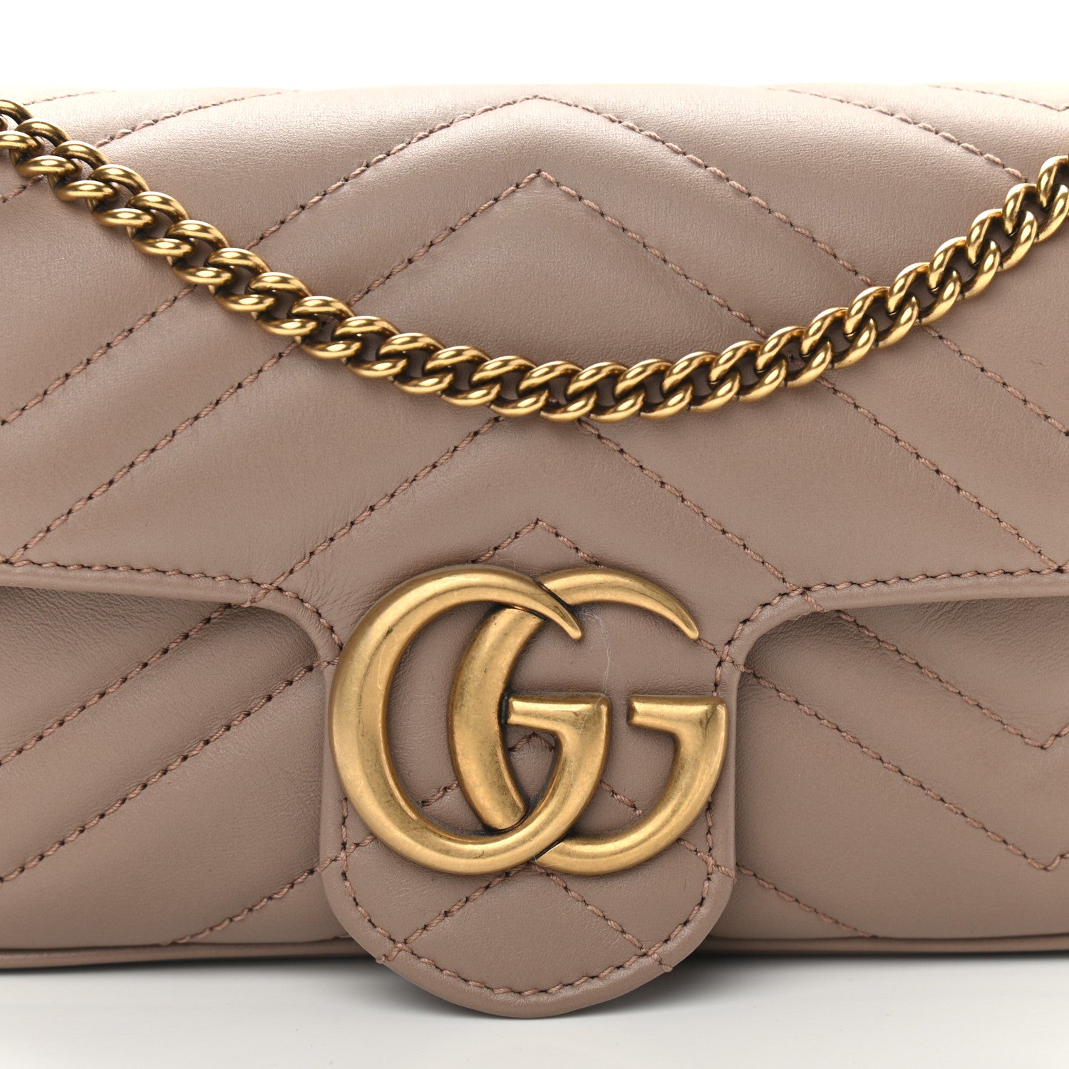 Gucci Calfskin Matelasse Super Mini GG Marmont Shoulder Bag Porcelain Rose 8 of 10