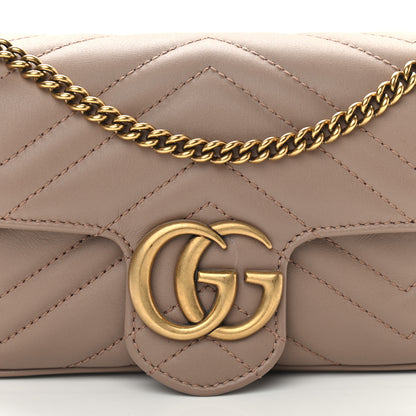 Gucci Calfskin Matelasse Super Mini GG Marmont Shoulder Bag Porcelain Rose 8 of 10