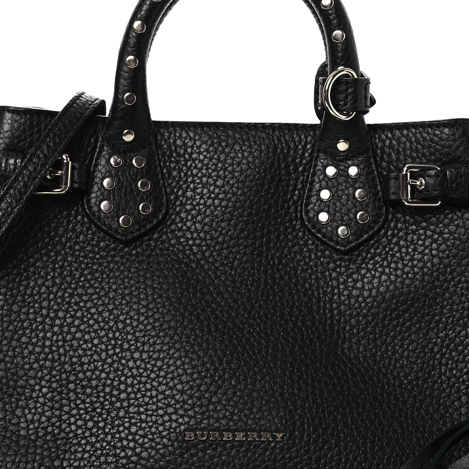 Burberry Grainy Calfskin Studded Fringe Baby Banner Tote Black 8 of 11